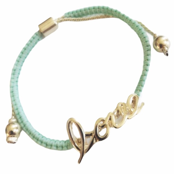 Jewelry - 3 for 15🎀Mint macramé with gold love bracelet